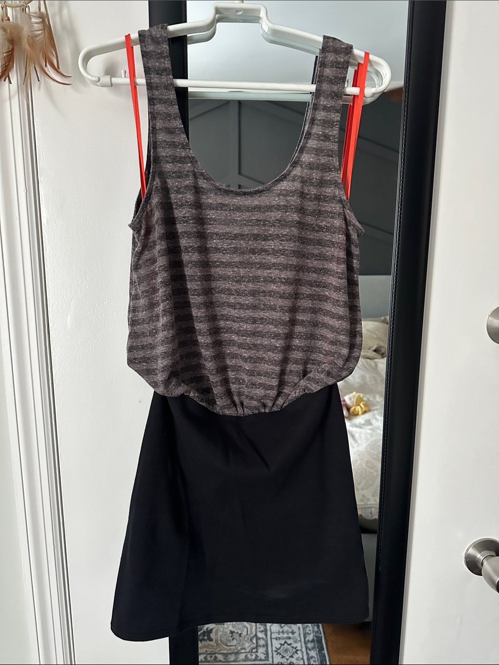 Striped Gray and Black Mini Dress